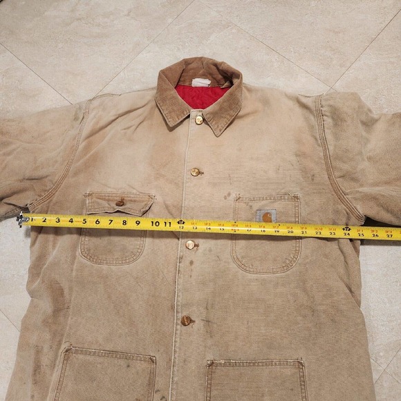 VTG Carhartt Mens FADED DISTRESSED USA Made Quilted Canvas Barn Work Jacket - Picture 7 of 12